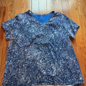 Catherines Navy Paisley V-Neck Top